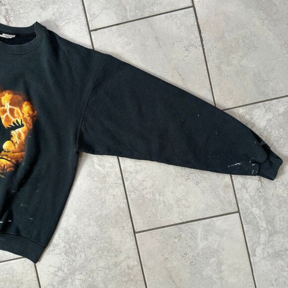 VINTAGE Eagle Anvil Human-I-Tees Painter Crewneck Sweatshirt Size L Distressed - Picture 5 of 8